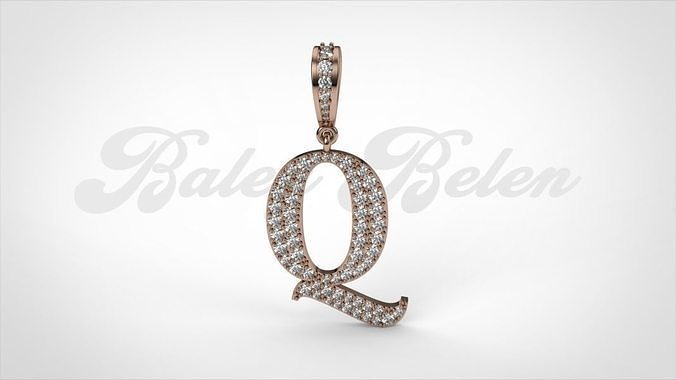 Pendant alphabet berkshire Q medium  3D print model