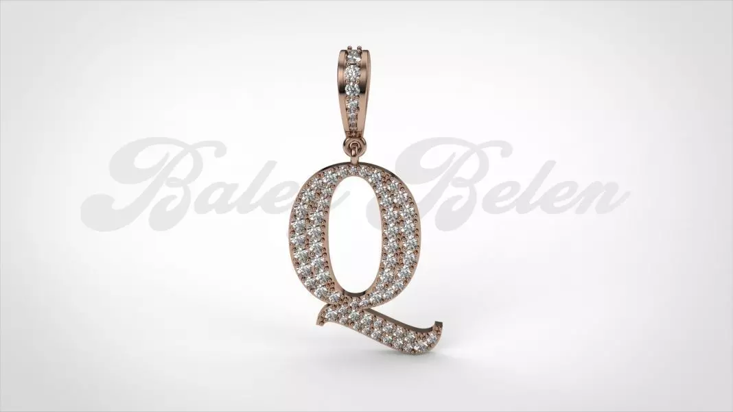 Pendant alphabet berkshire Q medium  3D print model_0