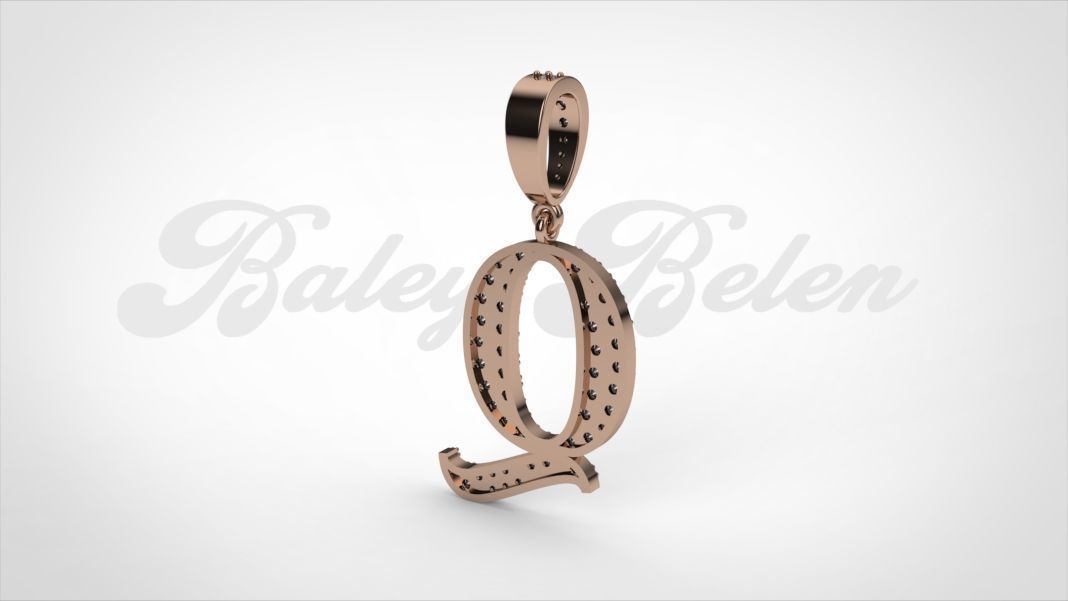 Pendant alphabet berkshire Q medium  3D print model_10