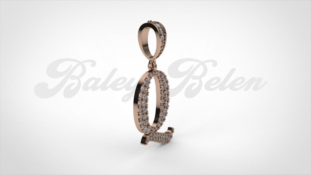 Pendant alphabet berkshire Q medium  3D print model_3