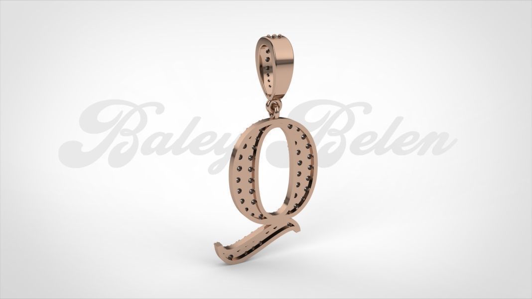 Pendant alphabet berkshire Q medium  3D print model_8