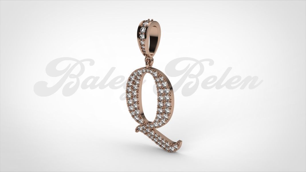 Pendant alphabet berkshire Q medium  3D print model_1