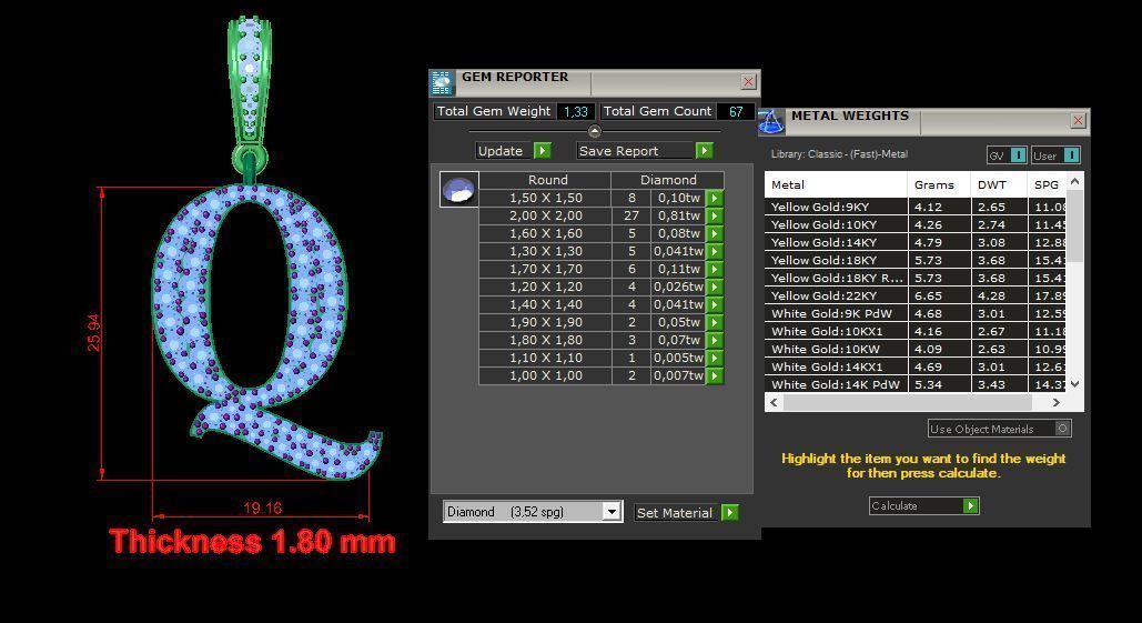 Pendant alphabet berkshire Q medium  3D print model_12