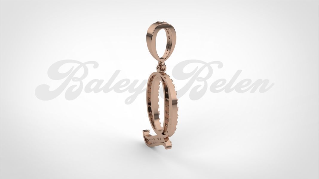 Pendant alphabet berkshire Q medium  3D print model_11