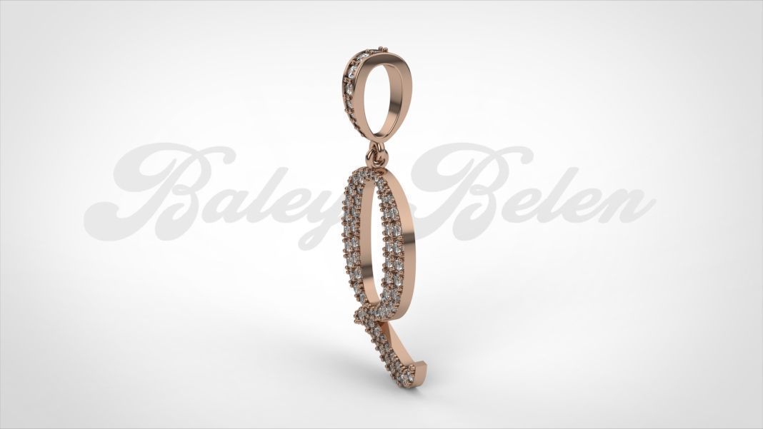 Pendant alphabet berkshire Q medium  3D print model_5