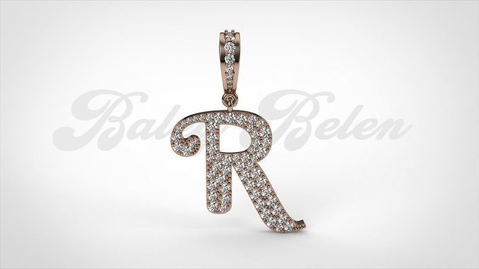 Pendant alphabet berkshire R medium  3D print model