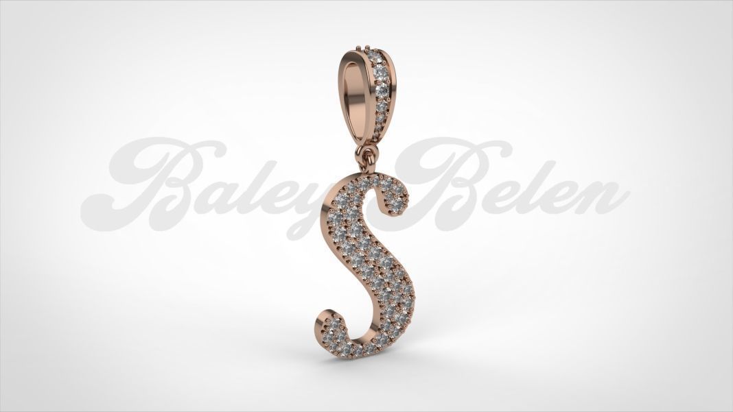 Pendant alphabet berkshire S  medium  3D print model_1