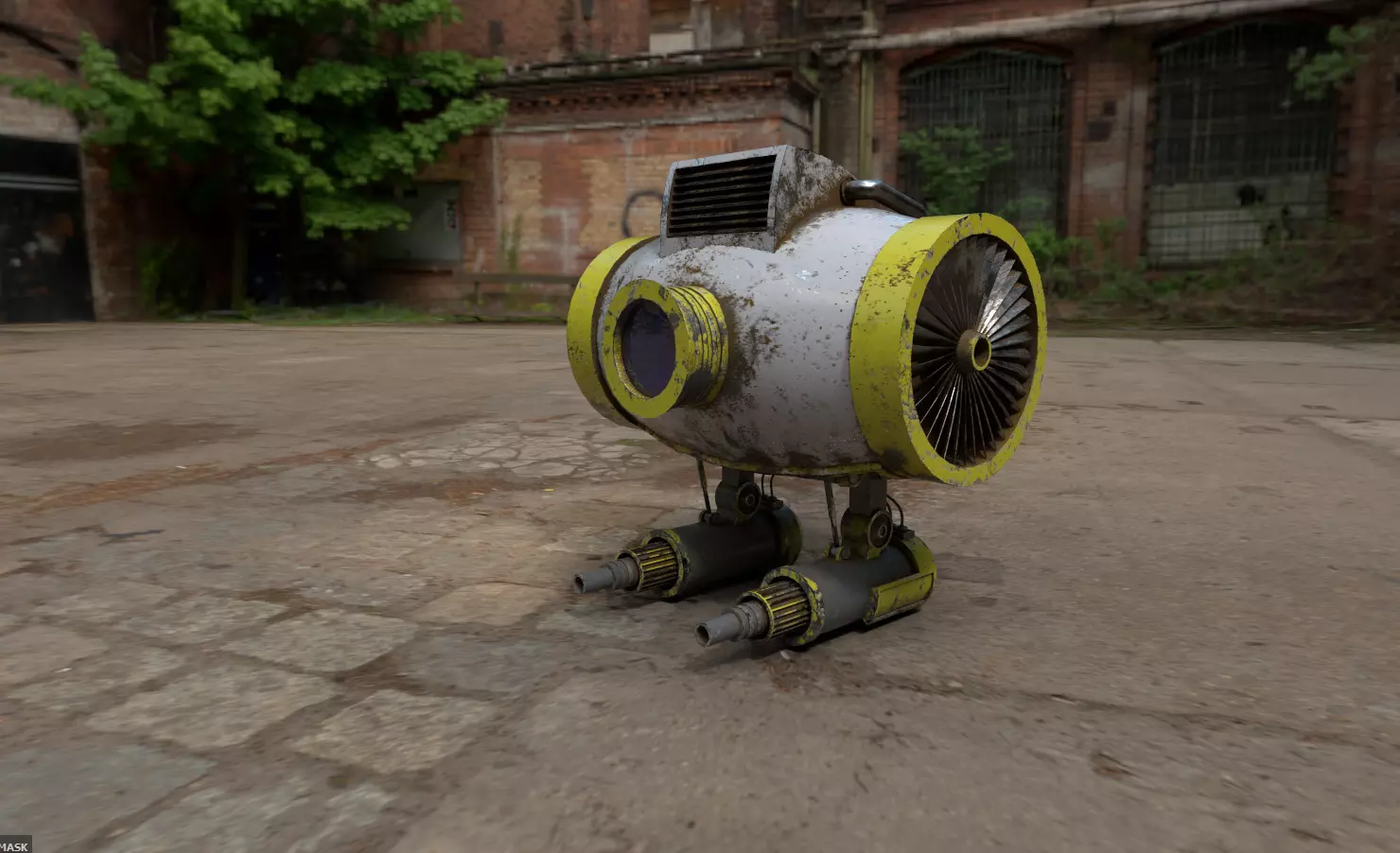 First Drone Turret Low-poly 3D model_0