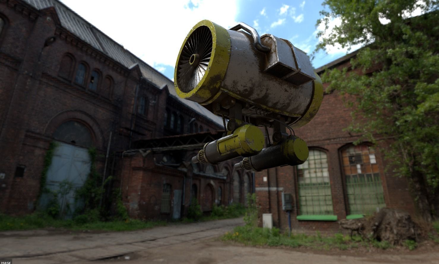 First Drone Turret Low-poly 3D model_1