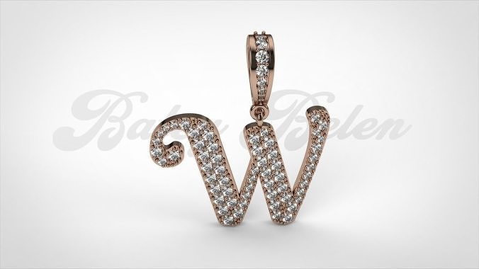 Pendant alphabet berkshire W medium  3D print model