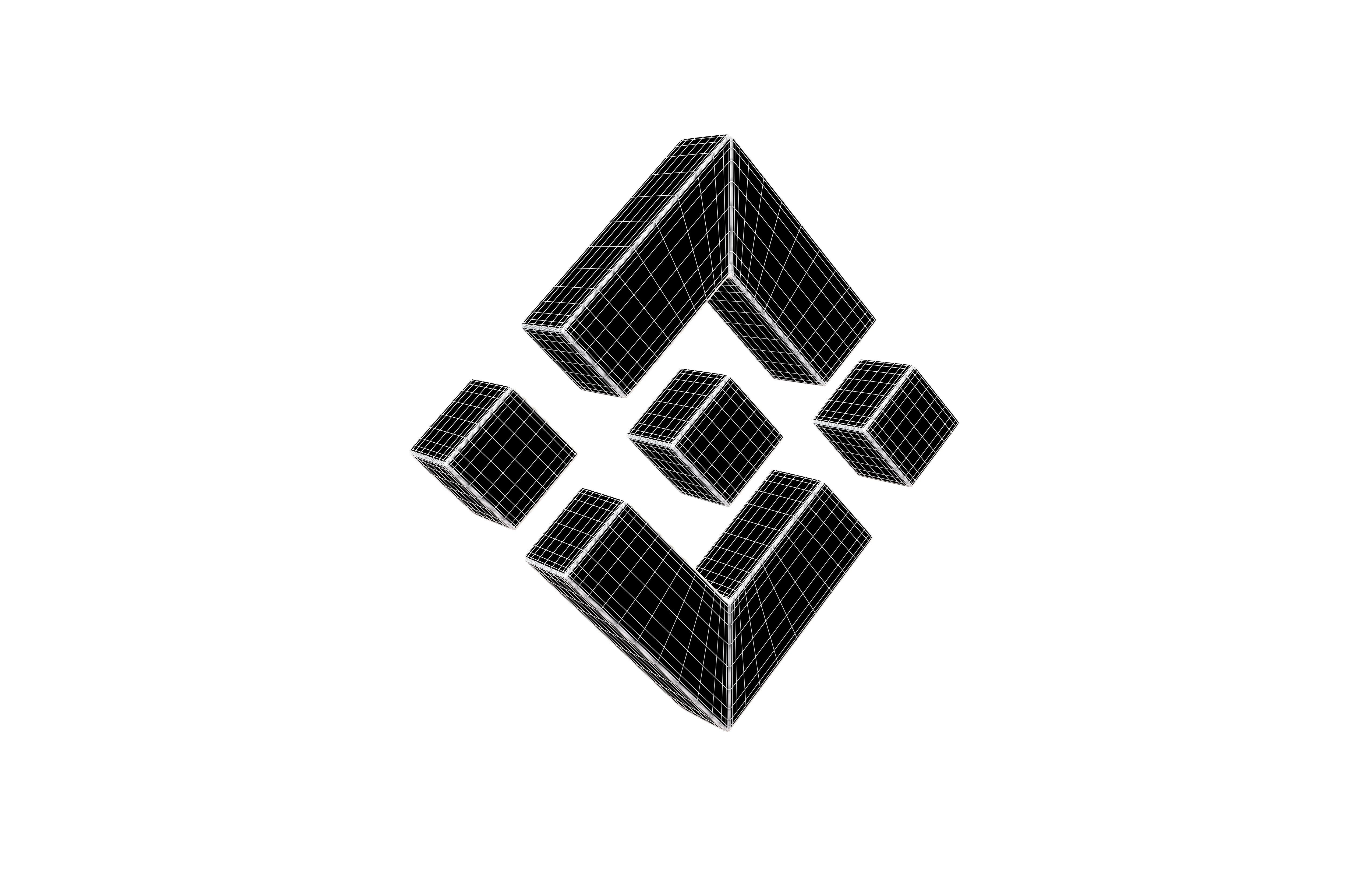 Binance Coin 006 Low-poly 3D model_5