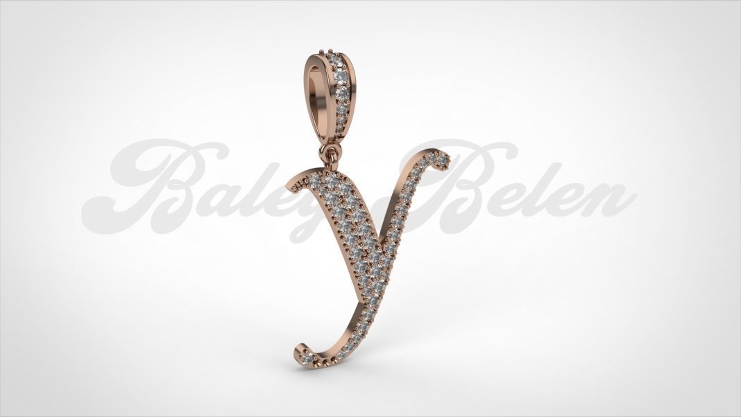 Pendant alphabet berkshire Y medium   3D print model_1