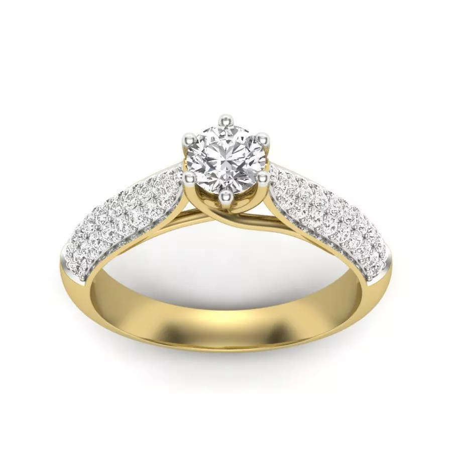 Solitaire Engagement Wedding Ring 3dm stl Render Detail 3D print model_0