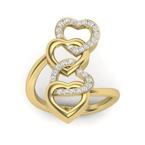 Solitaire Engagement Wedding Heart Ring 3dm stl Render Detail 3D print model