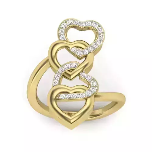 Solitaire Engagement Wedding Heart Ring 3dm stl Render Detail 3D print model