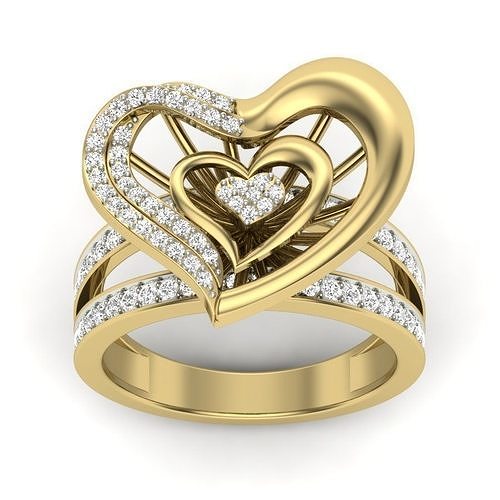 Solitaire Engagement Wedding Heart Ring 3dm stl Render Detail 3D print model