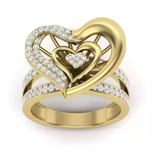 Solitaire Engagement Wedding Heart Ring 3dm stl Render Detail 3D print model