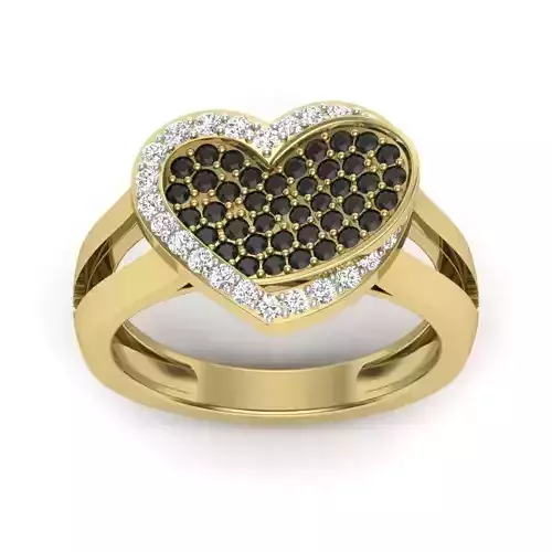 Solitaire Engagement Wedding Heart Ring 3dm stl Render Detail 3D print model