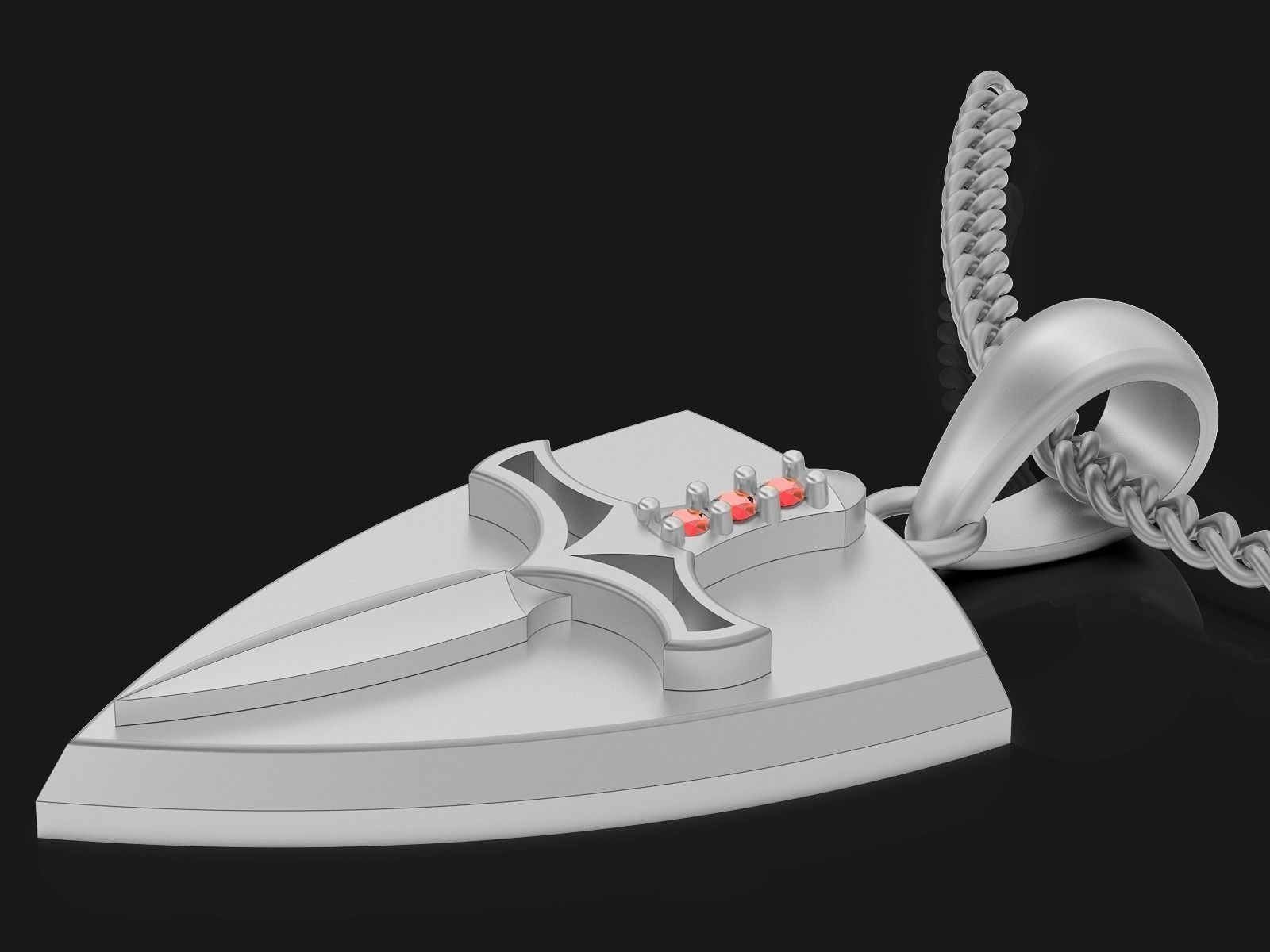 Knife shield pendant gold printable  jewelry 3D model 3D print model_1