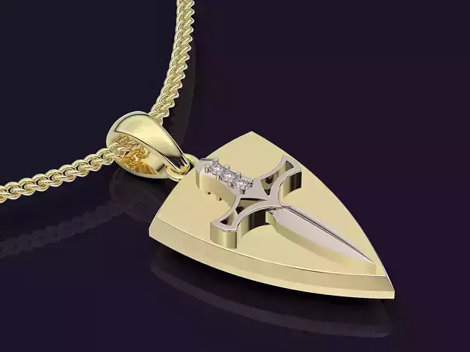 Knife shield pendant gold printable  jewelry 3D model 3D print model