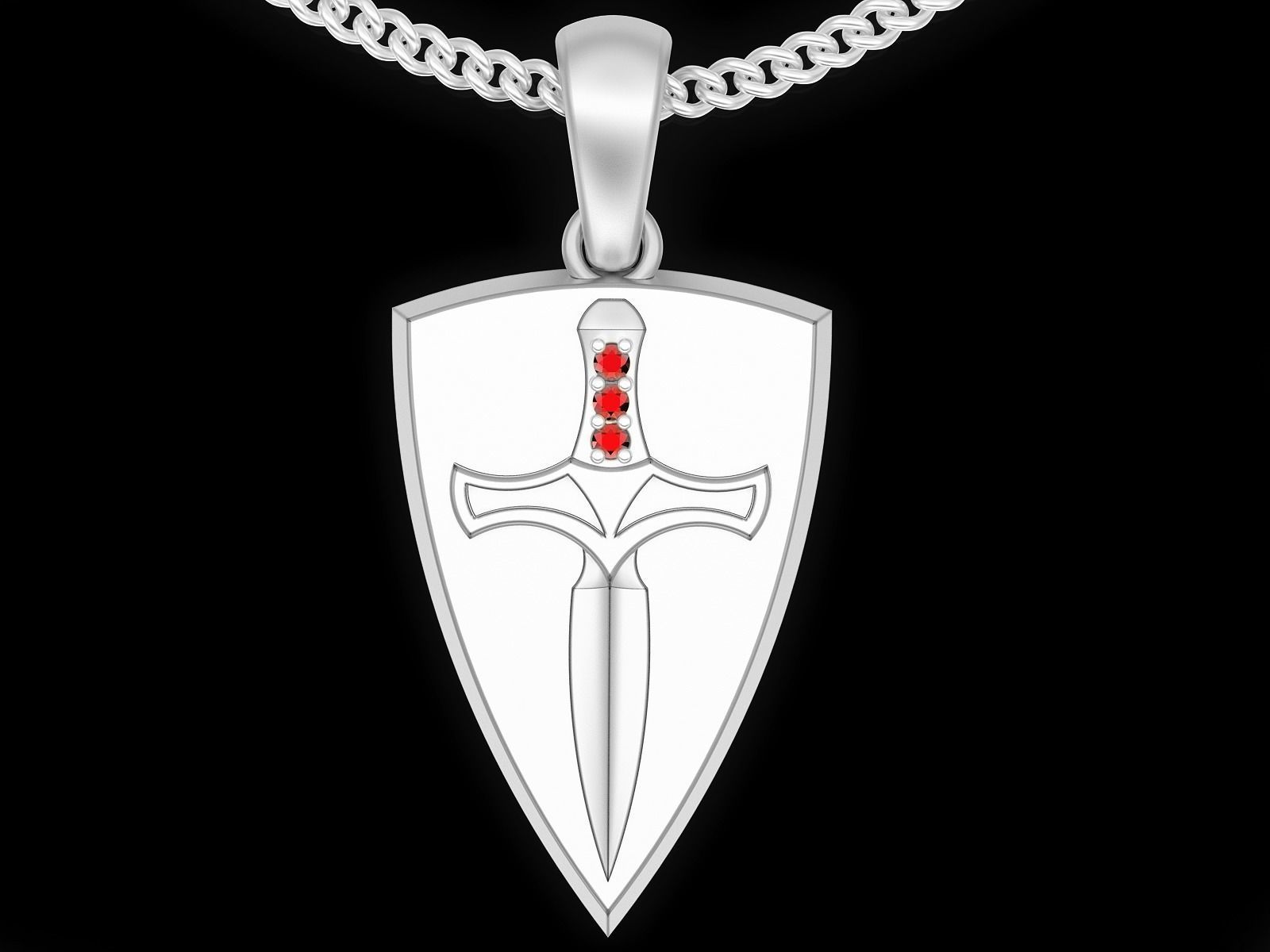 Knife shield pendant gold printable  jewelry 3D model 3D print model_6