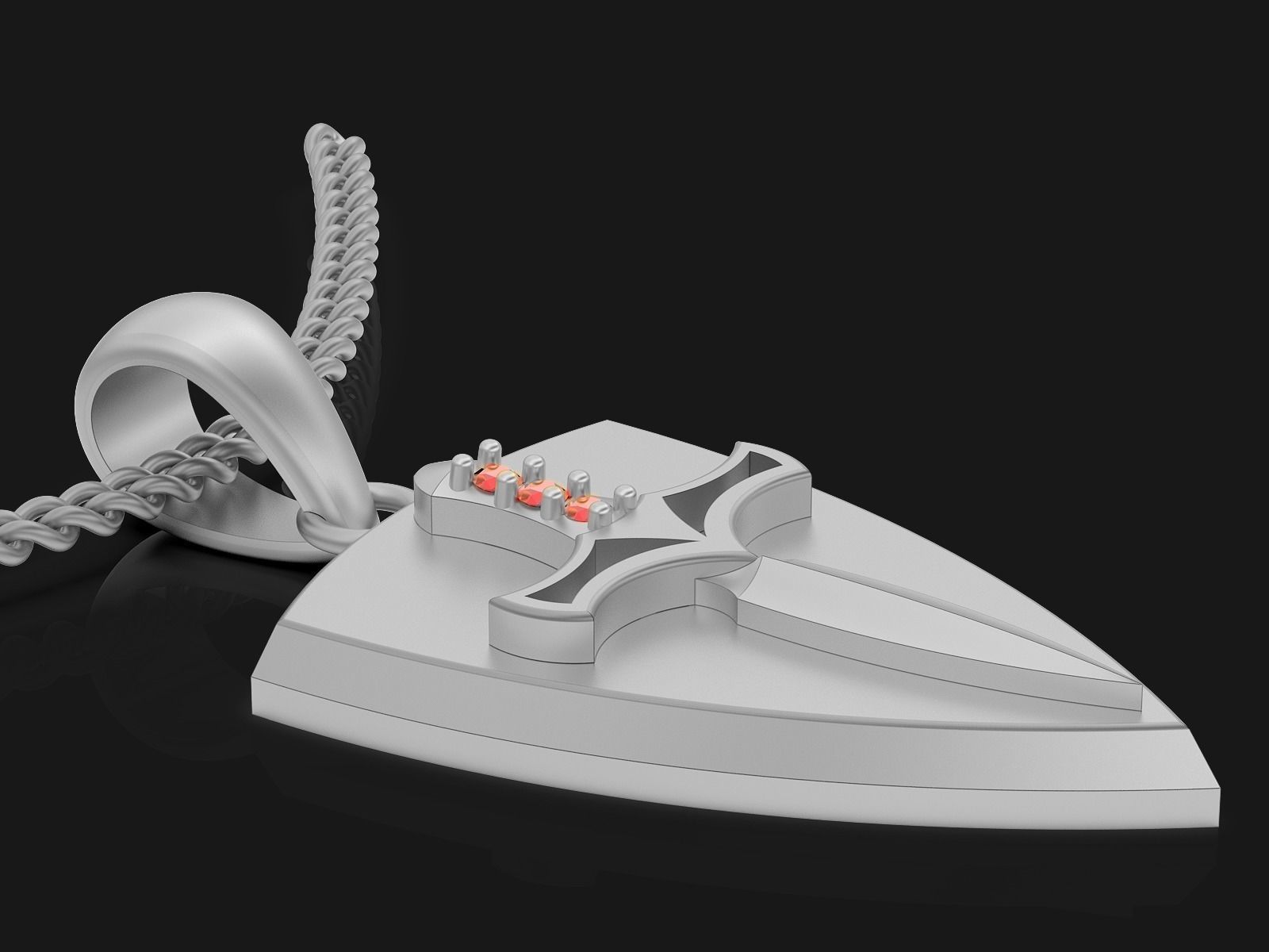 Knife shield pendant gold printable  jewelry 3D model 3D print model_3