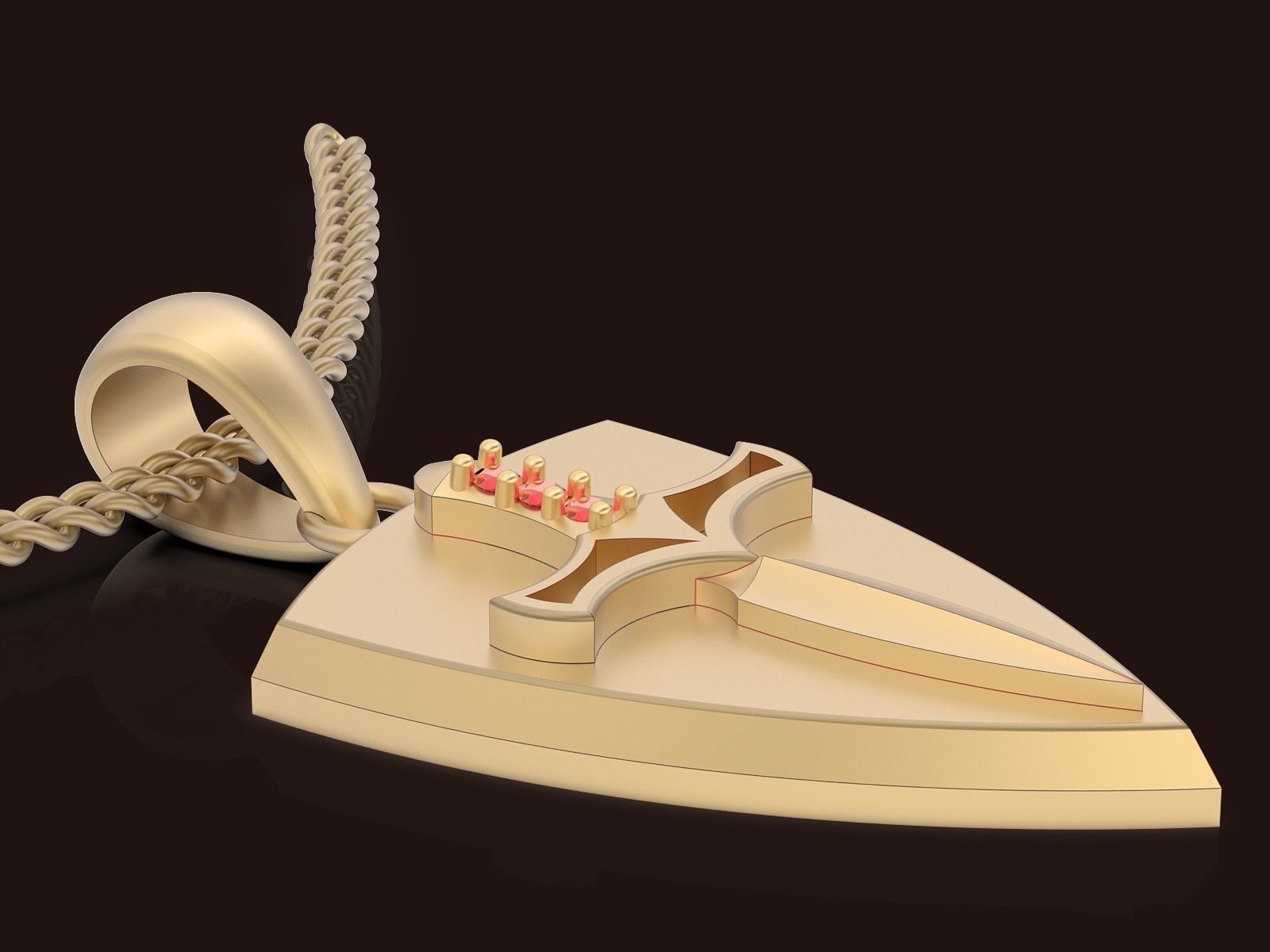 Knife shield pendant gold printable  jewelry 3D model 3D print model_5