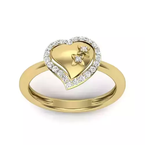 Solitaire Engagement Wedding Heart Ring 3dm stl Render Detail 3D print model
