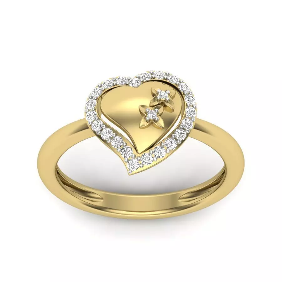 Solitaire Engagement Wedding Heart Ring 3dm stl Render Detail 3D print model_0