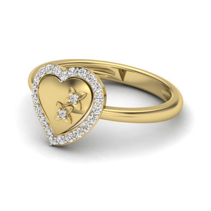 Solitaire Engagement Wedding Heart Ring 3dm stl Render Detail 3D print model_2