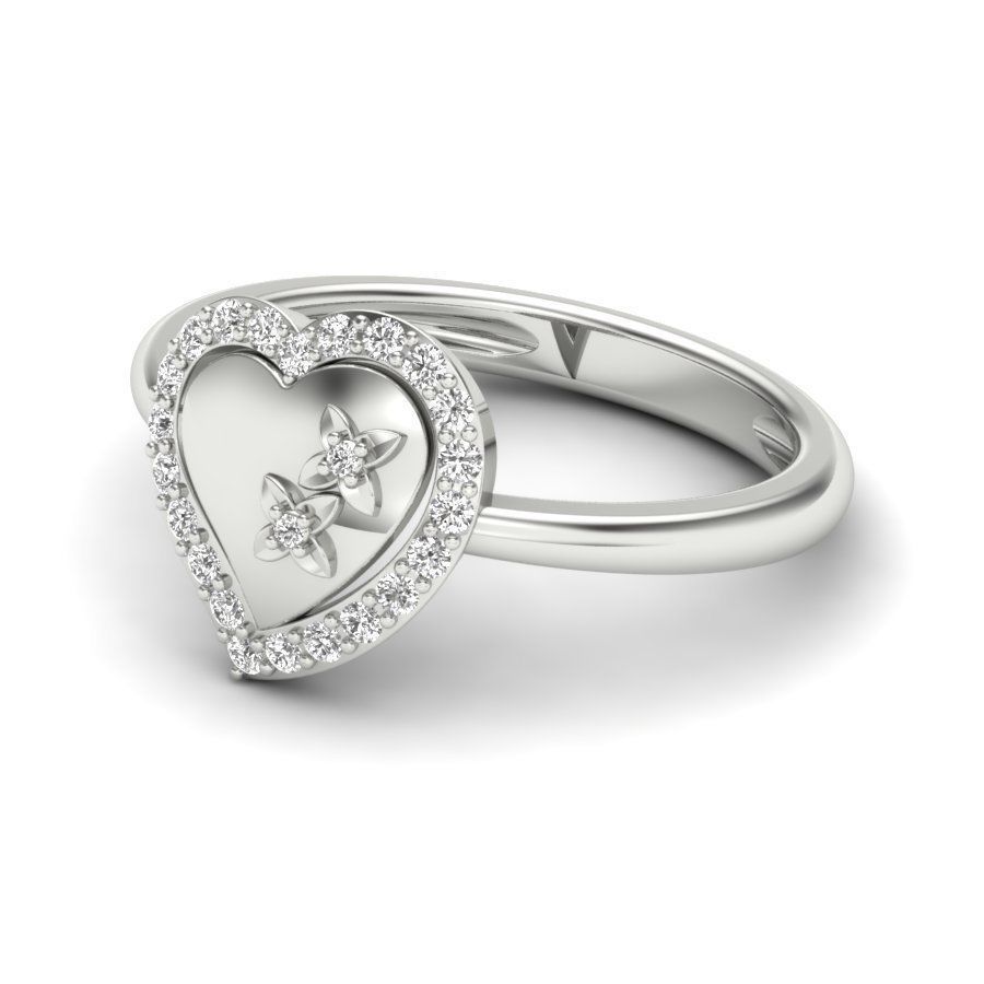 Solitaire Engagement Wedding Heart Ring 3dm stl Render Detail 3D print model_9