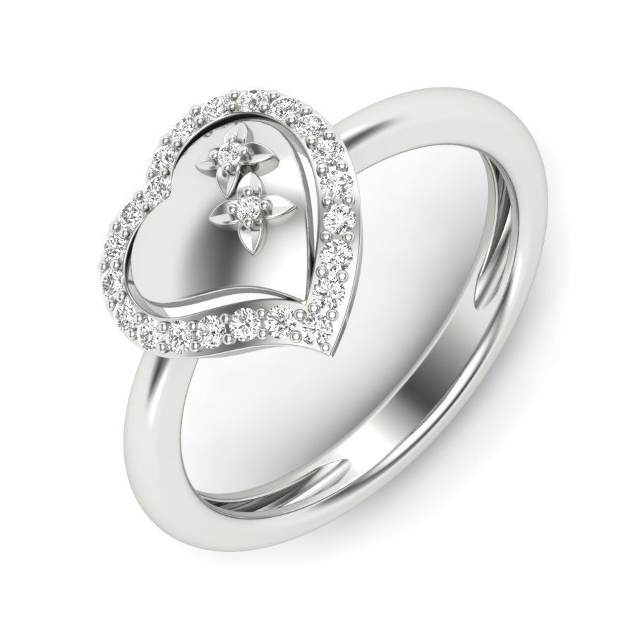 Solitaire Engagement Wedding Heart Ring 3dm stl Render Detail 3D print model_8