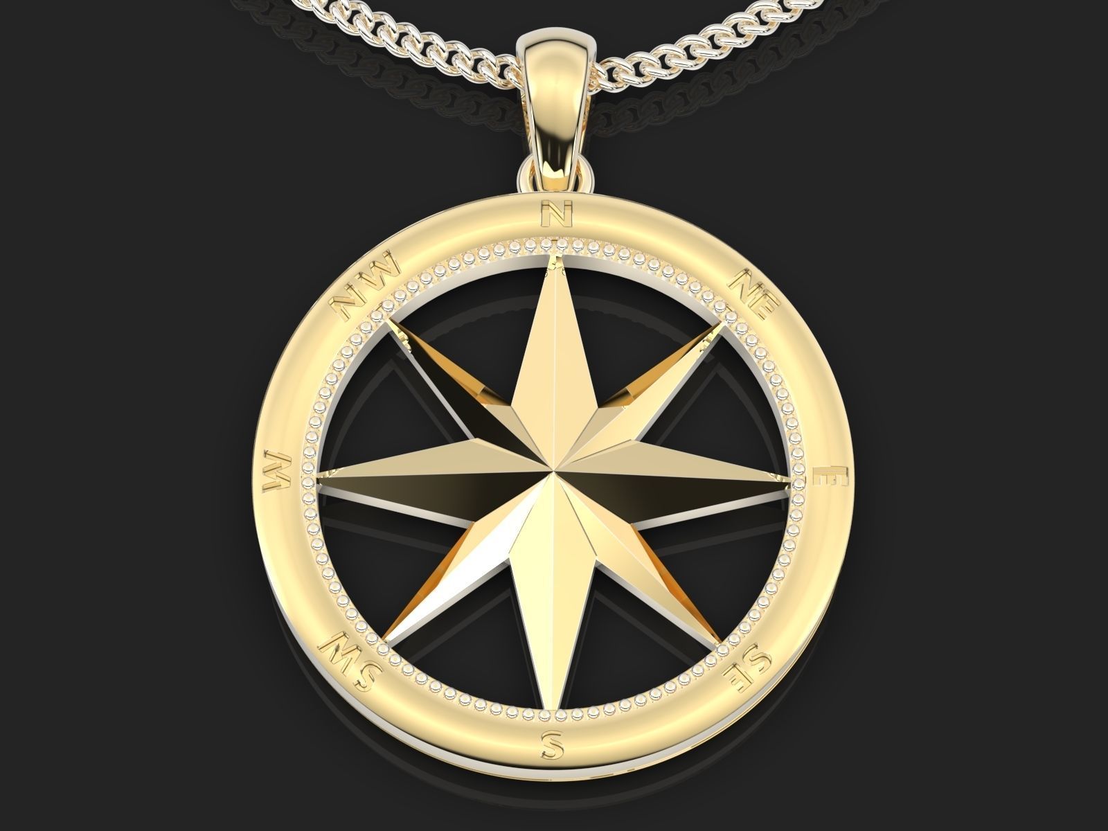 Compass pendant gold jewelry printable 3D model 3D print model_5