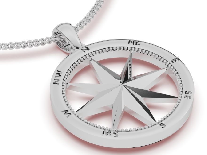 Compass pendant gold jewelry printable 3D model 3D print model_3
