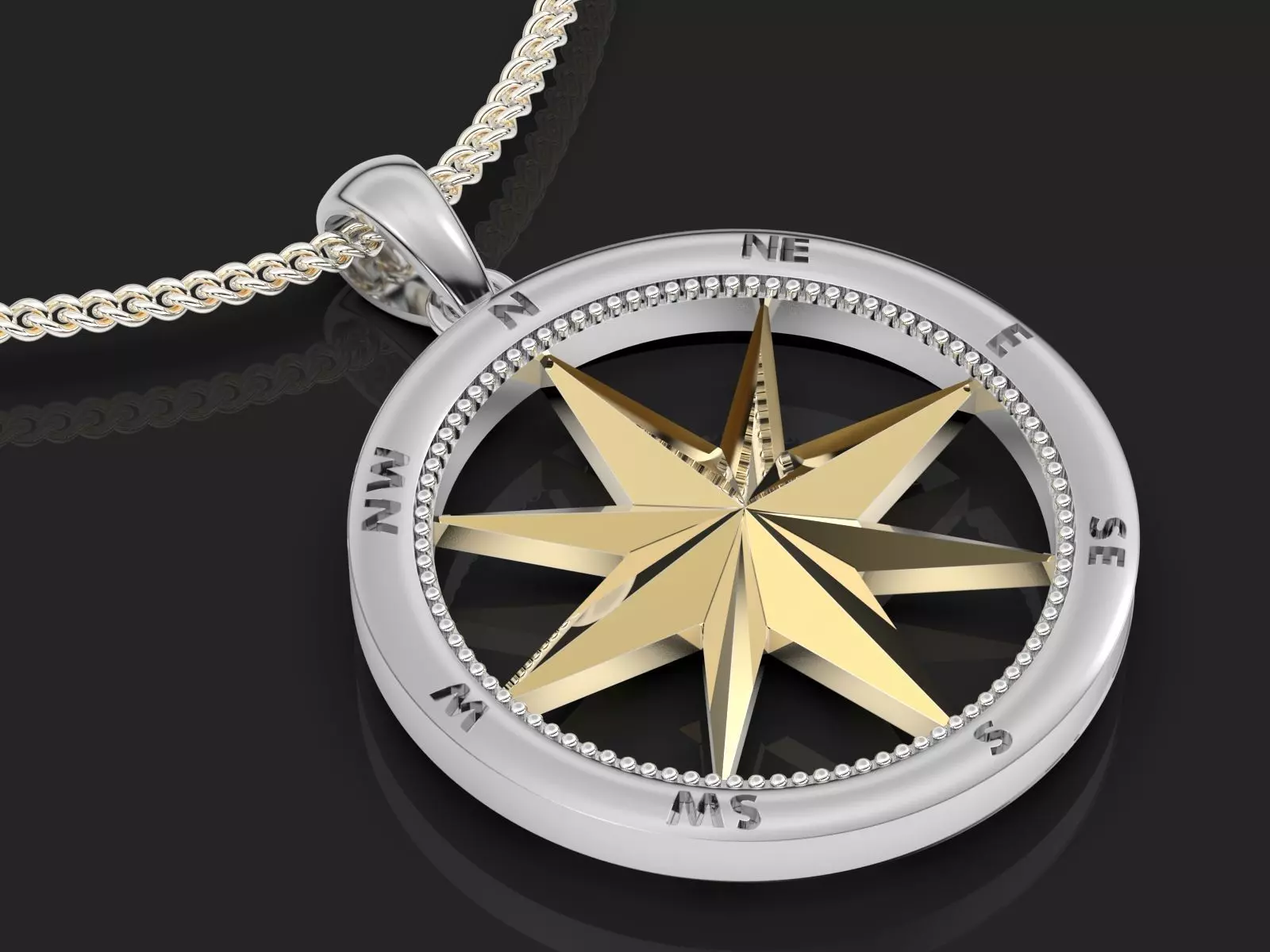 Compass pendant gold jewelry printable 3D model 3D print model_0