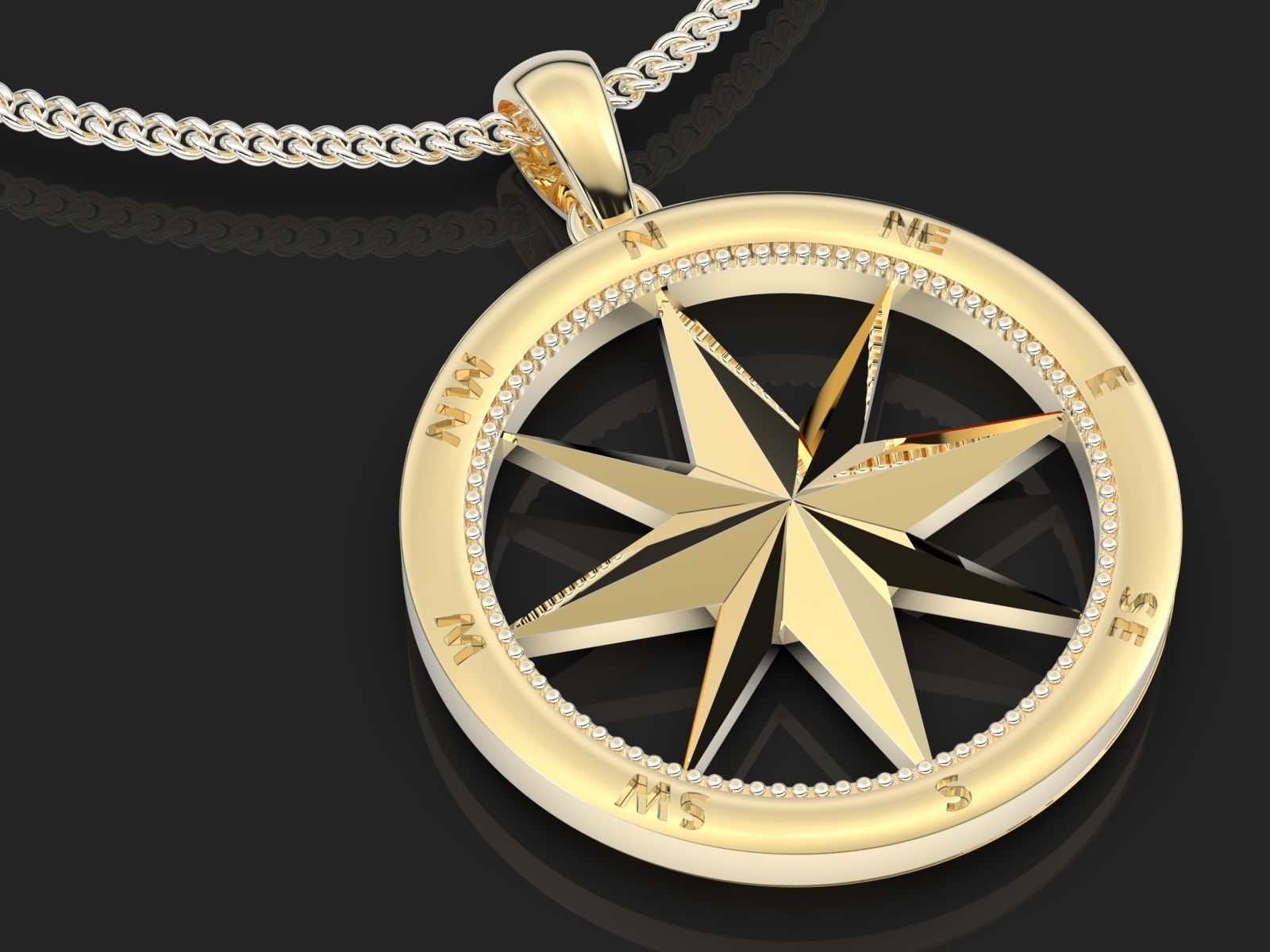 Compass pendant gold jewelry printable 3D model 3D print model_4