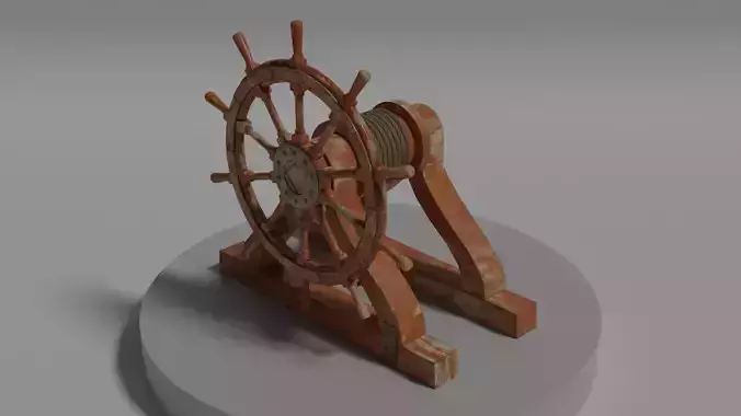 Ship Steering Wheel Low-poly 3D model
