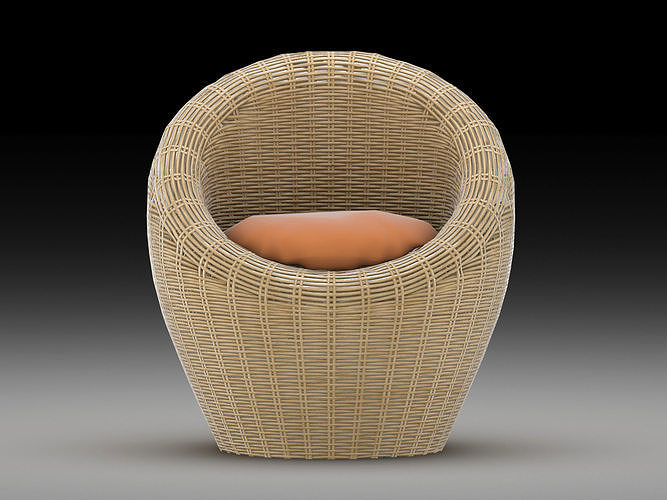 Wicker chair Low-poly 3D model