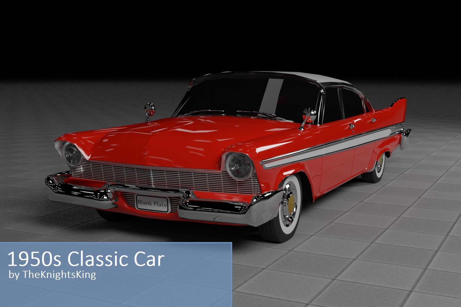 50s 60s and 70s Car Pack - 6 Cars Low-poly 3D model_1