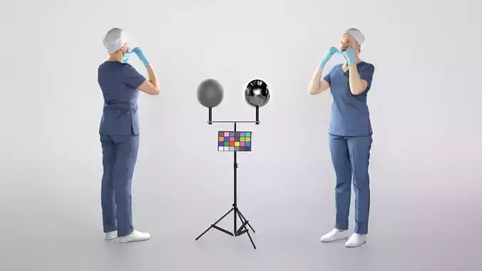 Nurse putting on medical mask 323 Low-poly 3D model