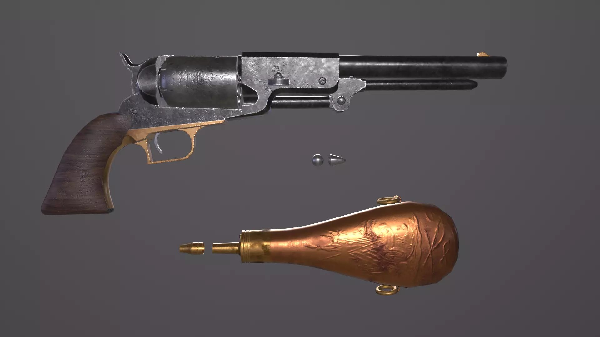 Walker Colt 1847 Low-poly 3D model_0