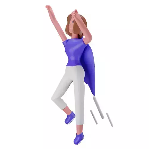 3d Female or Girl Character with Superhero Cape Launching Low-poly 3D model 3d Female or Girl Character with Superhero Cape Launching Low-poly 3D model