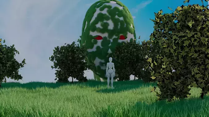 Sci-fi Futuristic forest style Low-poly 3D model