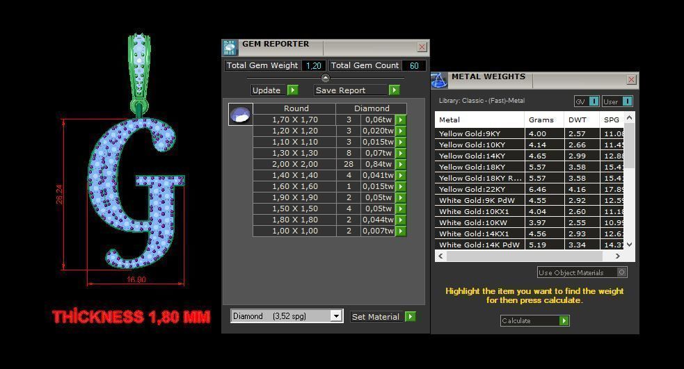 Pendant alphabet berkshire  G medium  3D print model_12