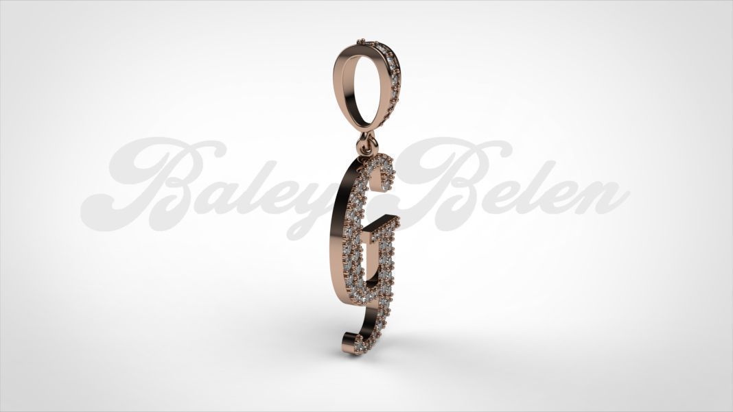 Pendant alphabet berkshire  G medium  3D print model_11