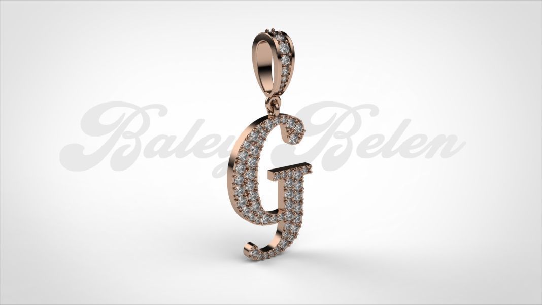 Pendant alphabet berkshire  G medium  3D print model_3