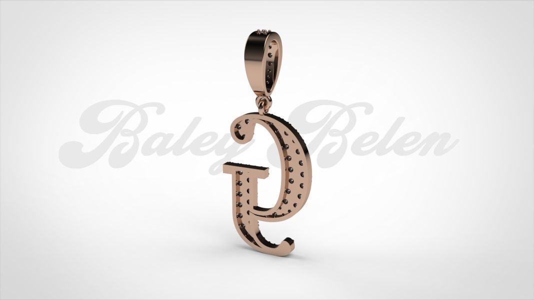 Pendant alphabet berkshire  G medium  3D print model_8