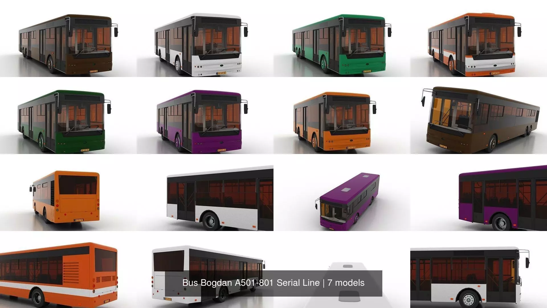 Bus Bogdan A501-801 Serial Line 3D Model Collection_0