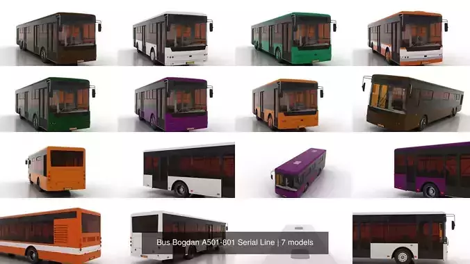 Bus Bogdan A501-801 Serial Line 3D Model Collection
