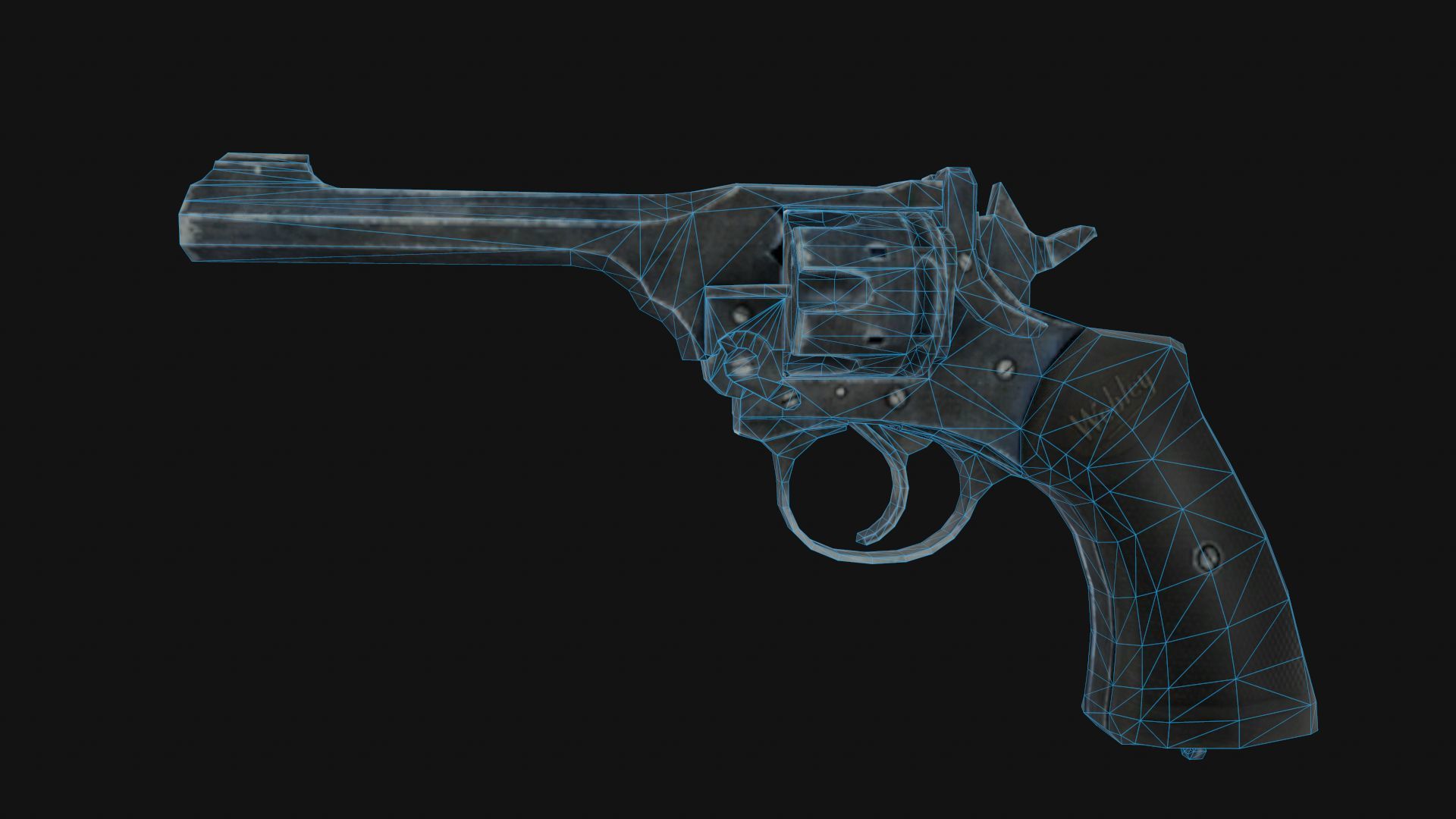 Webley Revolver Low-poly 3D model_5